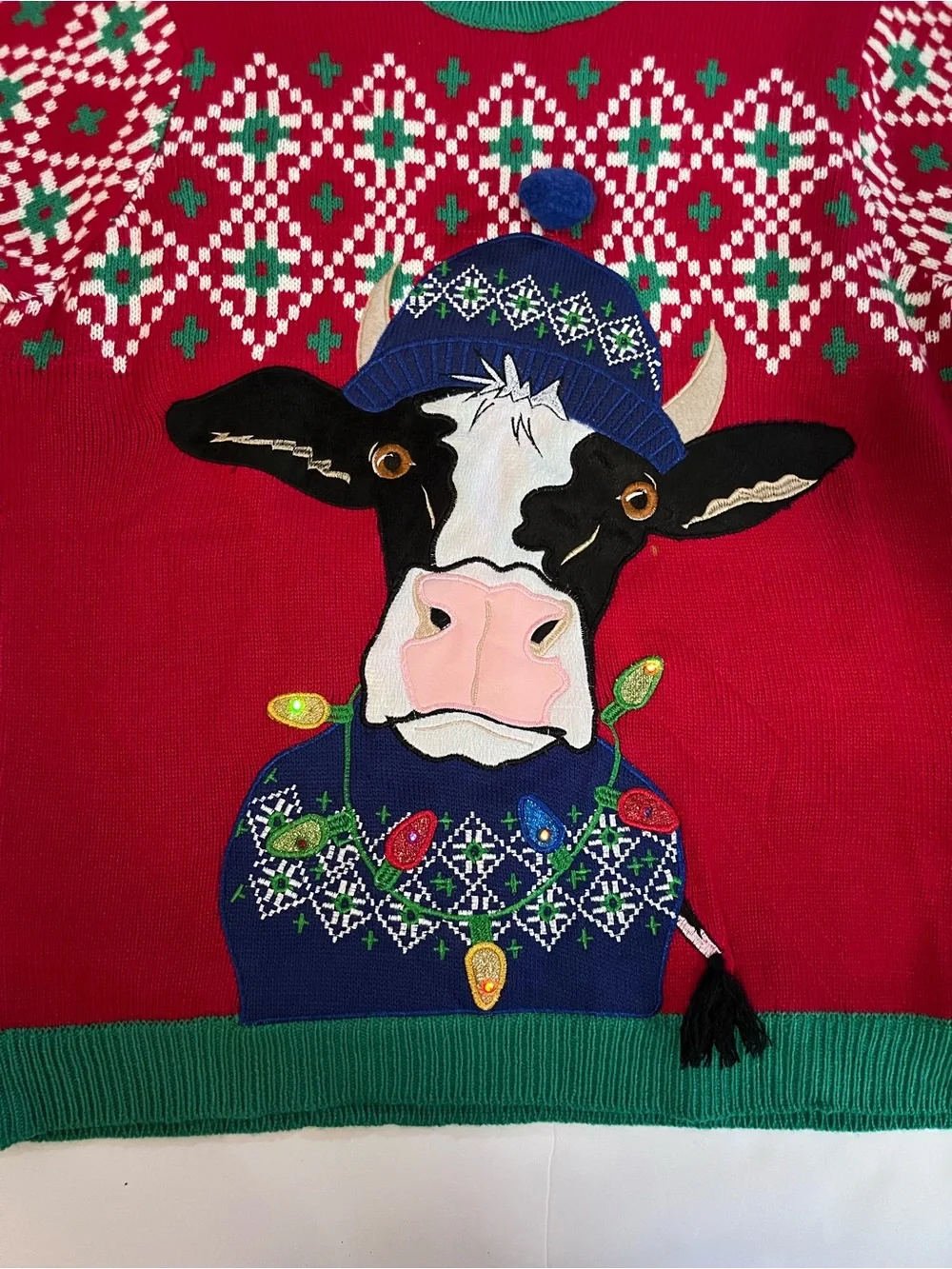 Festive Cow Ugly Christmas Sweater Mens XL ~ Holiday